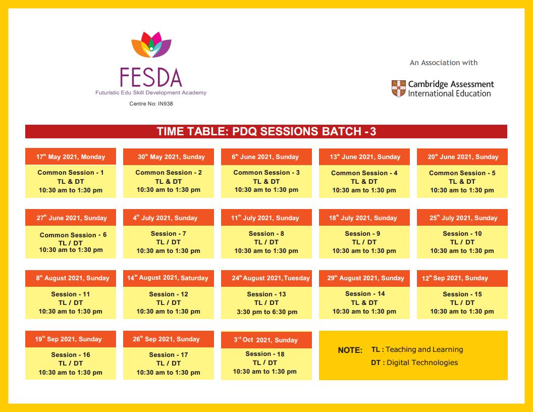 FESDA _ Time Table _ Batch 3
